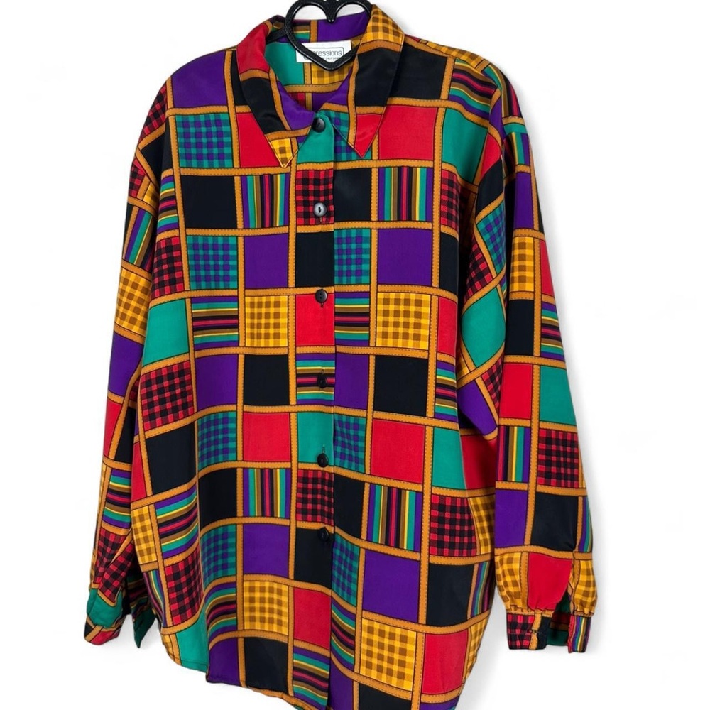 Multicolored patchwork vintage blouse